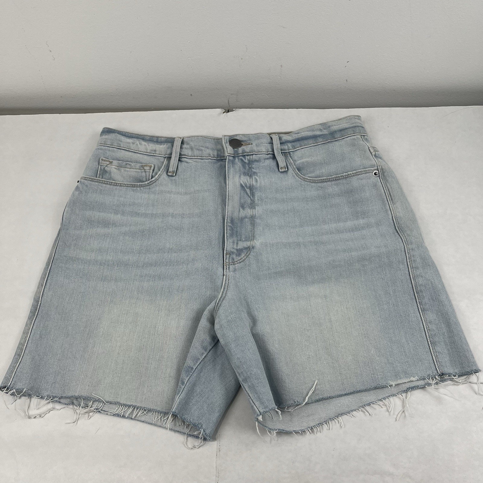 Frame Le Tour Raw Edge Cut Off Denim Shorts Blue Size 30
